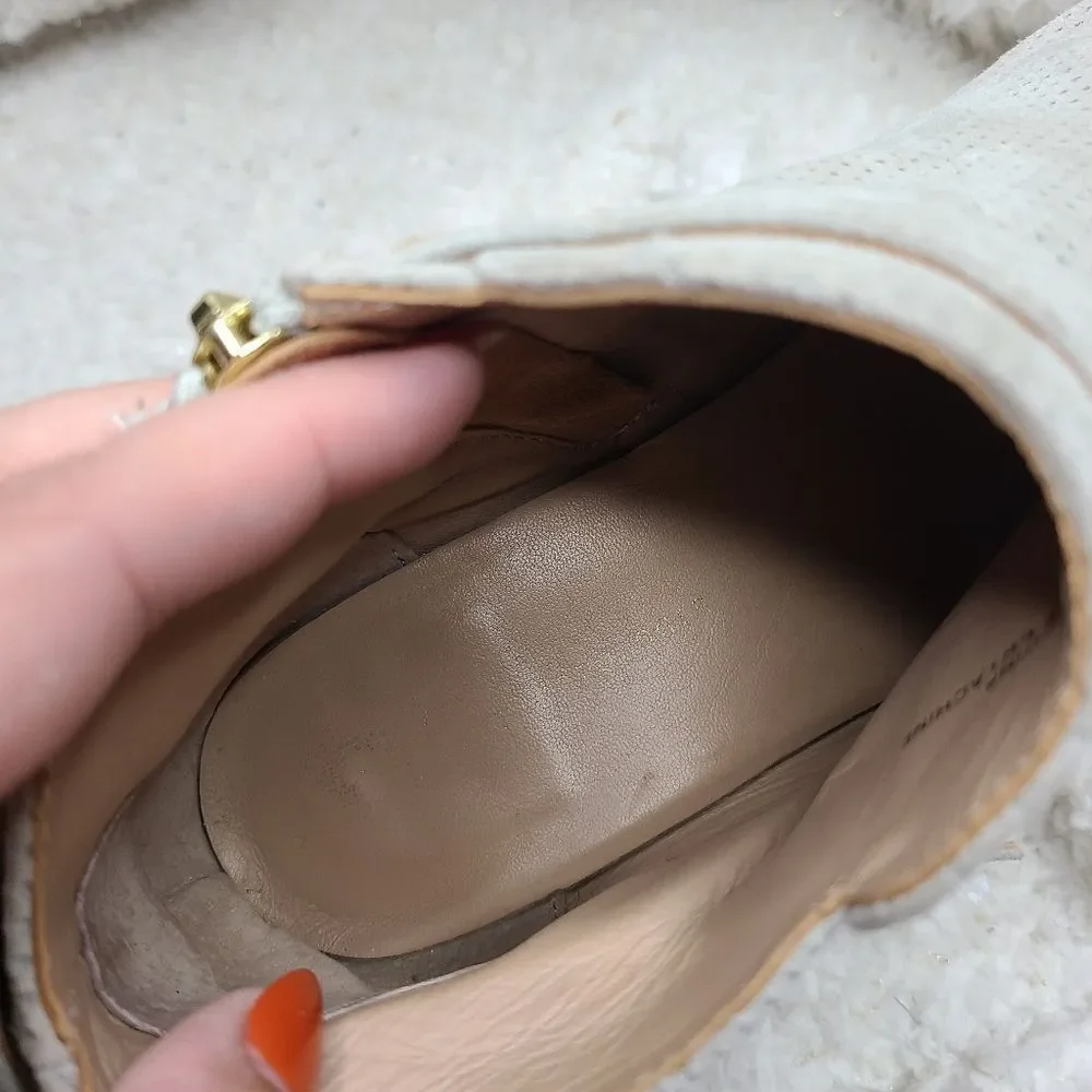 Anthropologie Taupe Perforated Suede‎ Ankle Boots sz 8.5